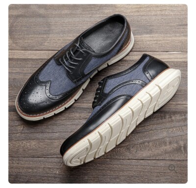 CanvaBlanc Mens Breathalite Summer Brogues shoes black denim blue brown 8
