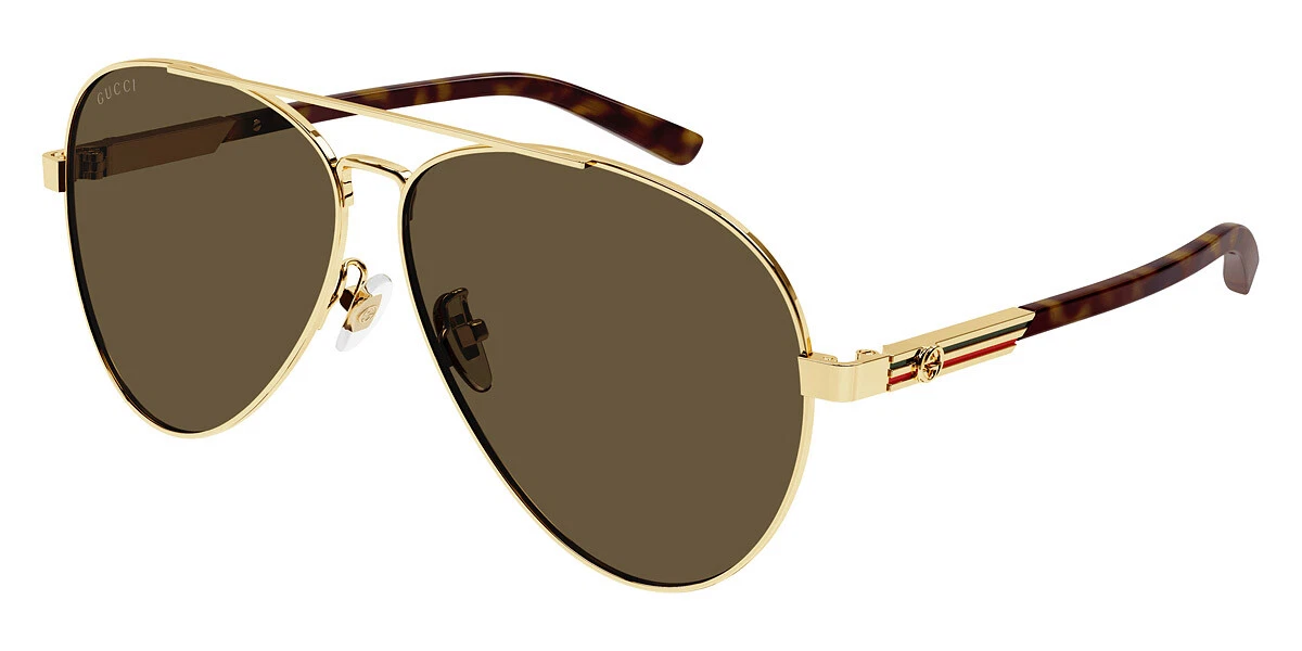 Gucci GG1288SA Sunglasses Men Gold/Havana Brown Aviator 61 New 100 