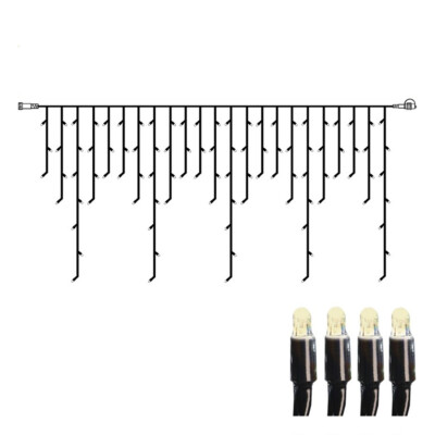 System 24 LED Eisregen Vorhang 2x1m Icicle Lichterkette koppelbar ohne Trafo