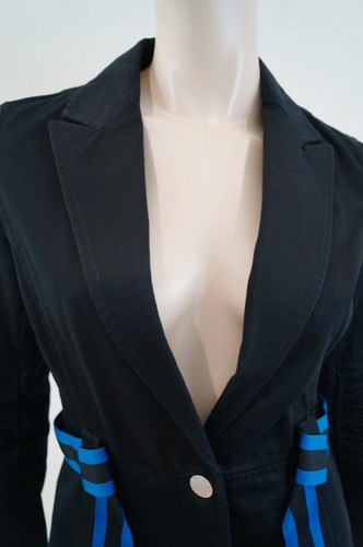 Chaqueta Blazer Ajustada para Mujer ARMANI EXCHANGE Negra y Azul Real 100 % Algodón Talla:M - Imagen 3 de 9
