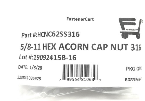 (2) 5/8-11 Stainless Steel Hex Acorn Cap Nuts 316 Marine Grade Stainless Steel - Bild 3 von 5