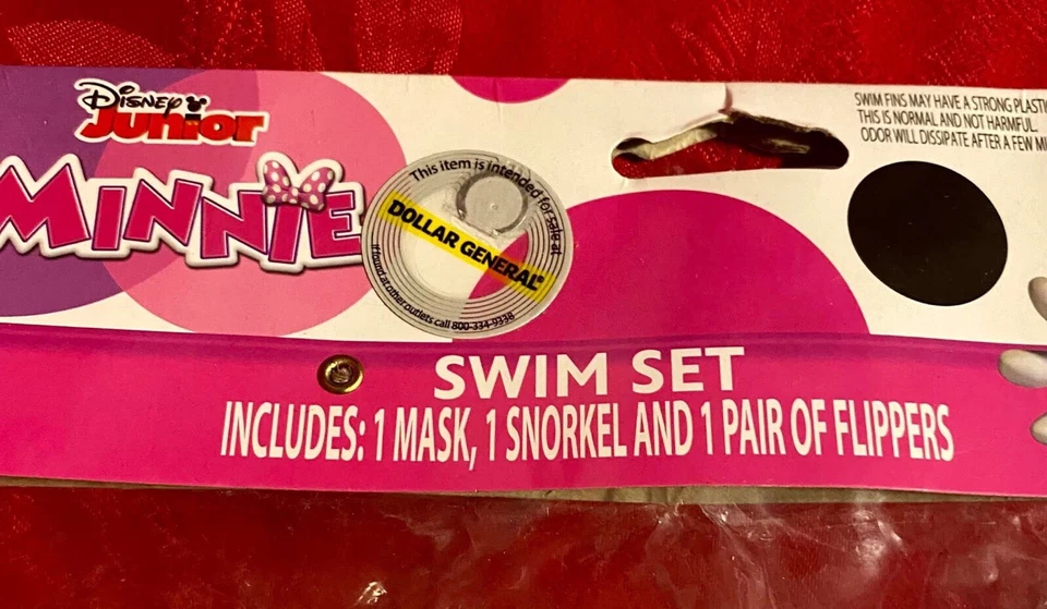 Disney Junior Minnie Mouse 3 Pc Swim Set Includes Snorkel Mask Flippers New - Image 2 of 4