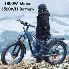 1800W E-Bike 38MPH 26" Fat Tire 52V Motor 30Ah Electric Bicycle For Adults Snow