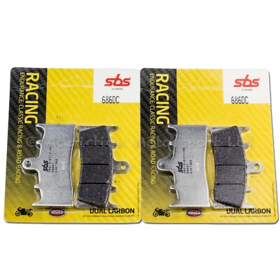 2x Pairs SBS Dual Carbon Front Brake Pads for Suzuki GSXR1000 K1 K2 01-02 686DC