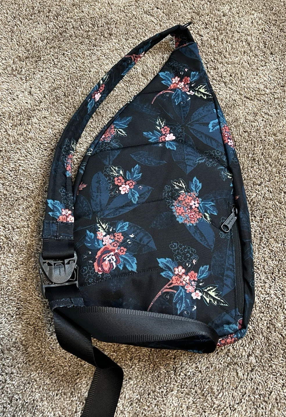 Zaino Vera Bradley Rose Foliage floreale reattivo borsa a tracolla blu rosa