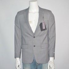 NWT MICHAEL KORS Classic Fit Stretch Wool Blend Gray Blue Plaid Suit Jacket 38R