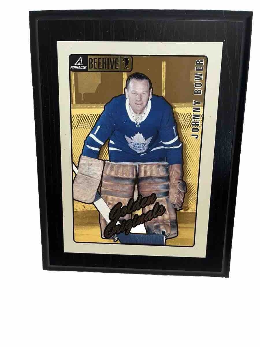 JOHNNY BOWER-BEEHIVE CARD Plaque-Toronto Maple Leafs -Frame -7”x9”-Collectable
