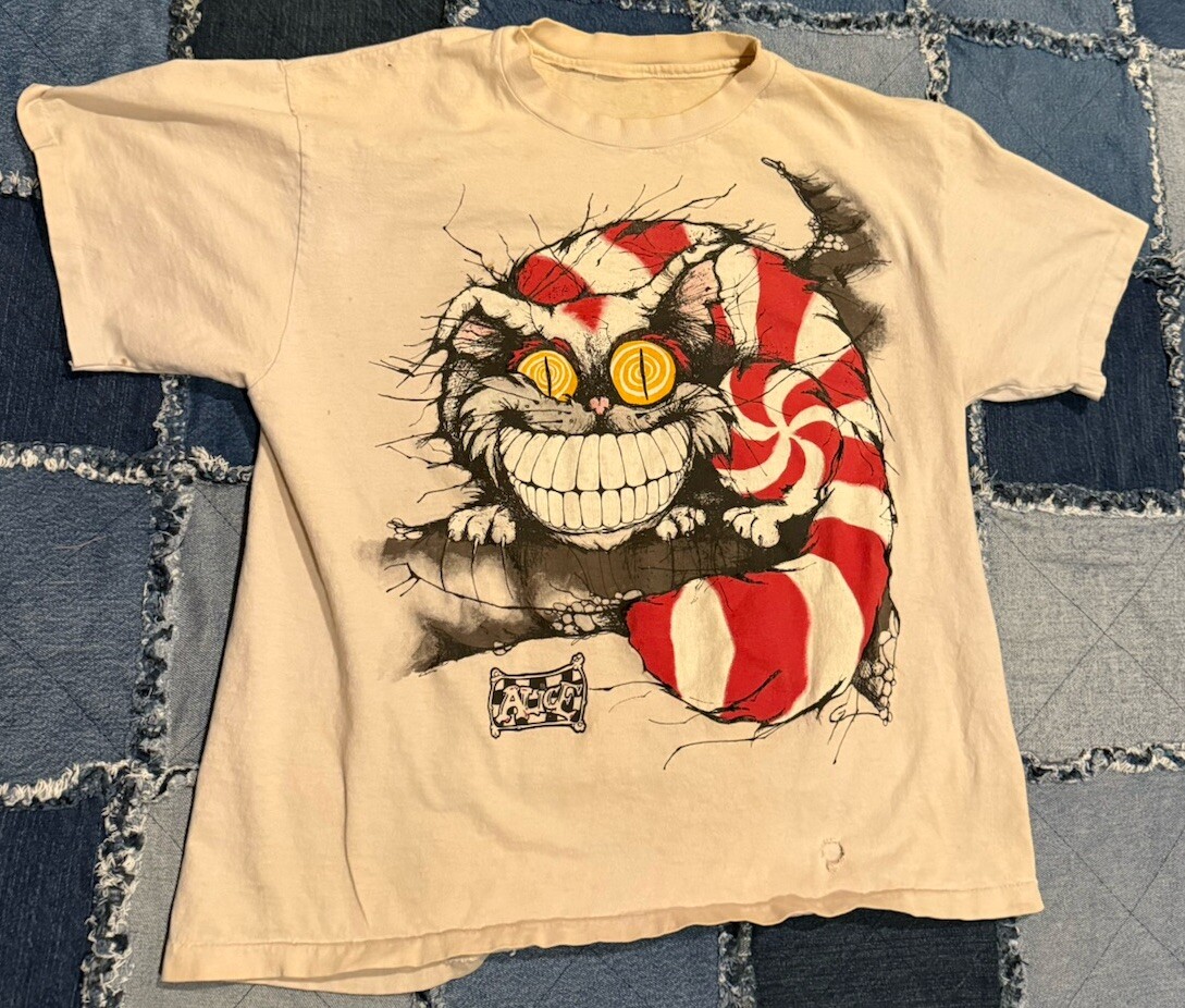 Cheshire Cat Tree Andazia Shirt  Alice In Wonderland Double Sided Vintage 90s