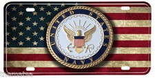 NAVY MILITARY LOGO USA VINTAGE FLAG LICENSE PLATE MADE IN USA