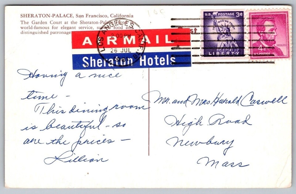 San Francisco Californai Sheraton Palace Hotel Garden Court Chrome WOB Postcard eBay