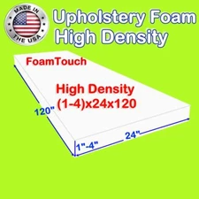 High Density FoamTouch Upholstery Foam Sheets (1-4)" X 24" X 120"- Free Shipping