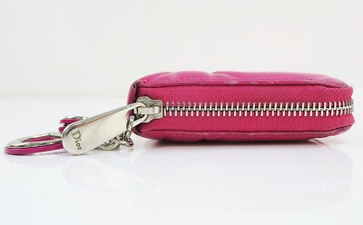 Auth CHRISTIAN DIOR Lady Dior Pink Patent Leather Zippered Long