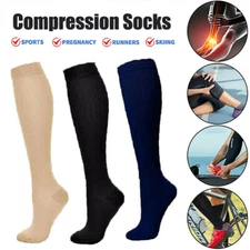 3 Pairs Copper Compression Socks 15-20mmHg Graduated Support Mens Womens S/M-XL