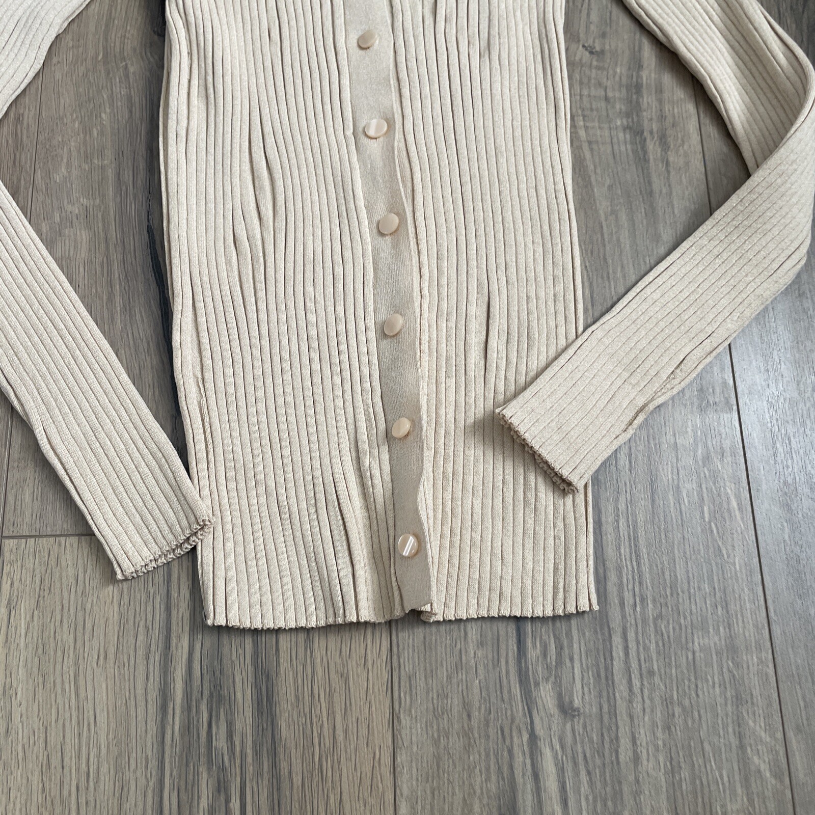 Vince Ribbed Collared Top Fitted Button Front  Si… - image 8