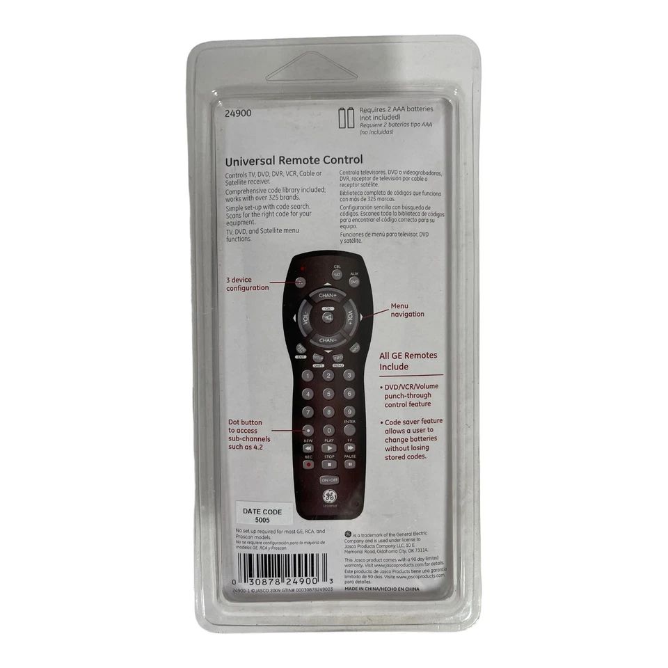 GE 3 Device Universal Remote Control 24900 New In Package - Image 2 of 2
