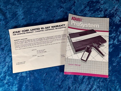 Atari 7800 Prosystem Owners Manual & Warranty Card (1984)