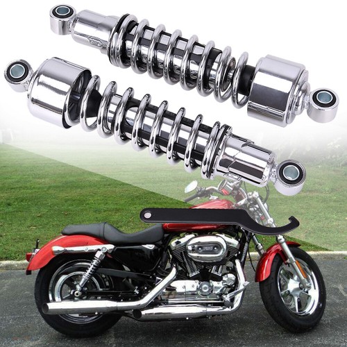 Pair Chrome Rear Shock Absorbers For Harley Sportster XL883, 1200, 72, 48 (1979-2012) - 320mm, Adjustable