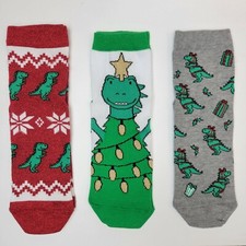Christmas dinosaur socks 3 pairs