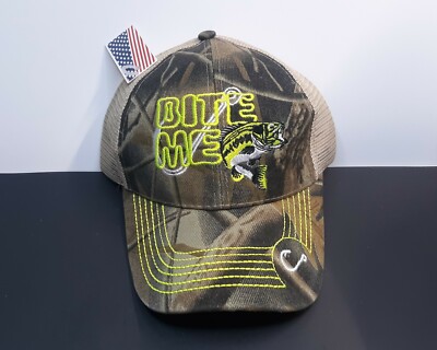 Bite Me Bait Fishing Lure Fish Bass Camouflage Camo Embroidered