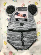 Hand Crocheted Little Grey Mouse Hat Diaper Cover Baby Costume 0-9M