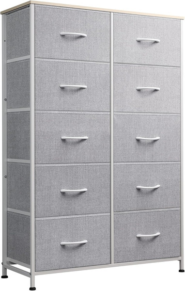 Cómoda alta para dormitorio con 10 cajones