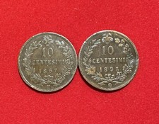 Monete Regno D'italia 10 Centesimi Umberto E Vittorio Emanuele II 1867 e 1893