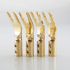 4 PCS Audiophile Copper Y Spade Plug Speaker Cable Fork Connector Gold Plated