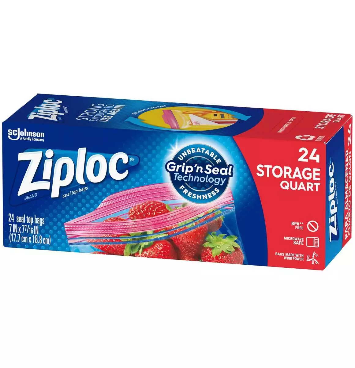 Ziploc Food Storage Bags Quart Size Grip 'n Seal - 24 Ct - Pack of 2