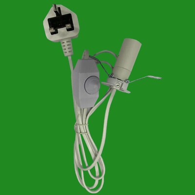 E14 weiß UK Stecker Glühbirne Halter Inline Dimmer Schalter Schreibtisch Tisch Salz Lampe