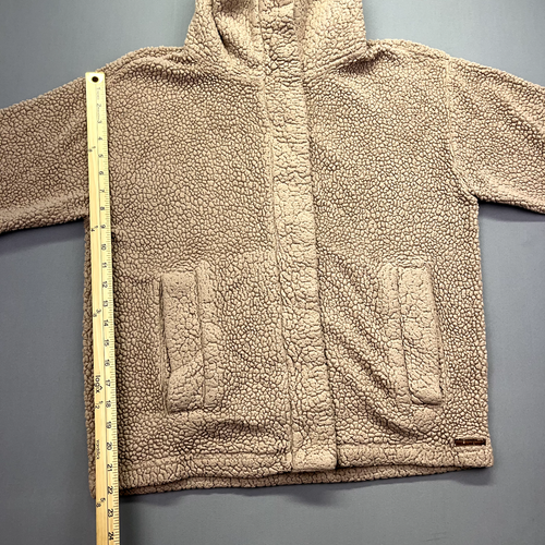 Billabong Teddy Bear Jacket Womens Small Beige Snap Closure Faux Fur Cozy - Picture 4 of 14