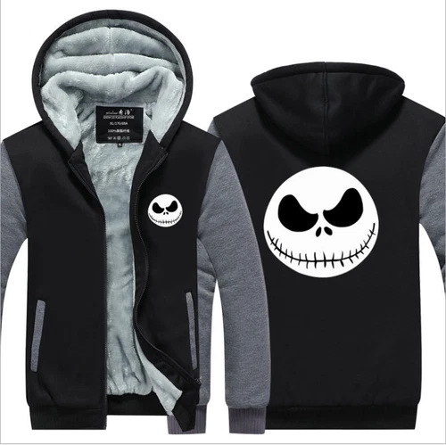 Jack Skellington Hoodies Men 2019 New Winter Thick Jacket Warm Fleece Sweatshirt - Picture 12 of 12