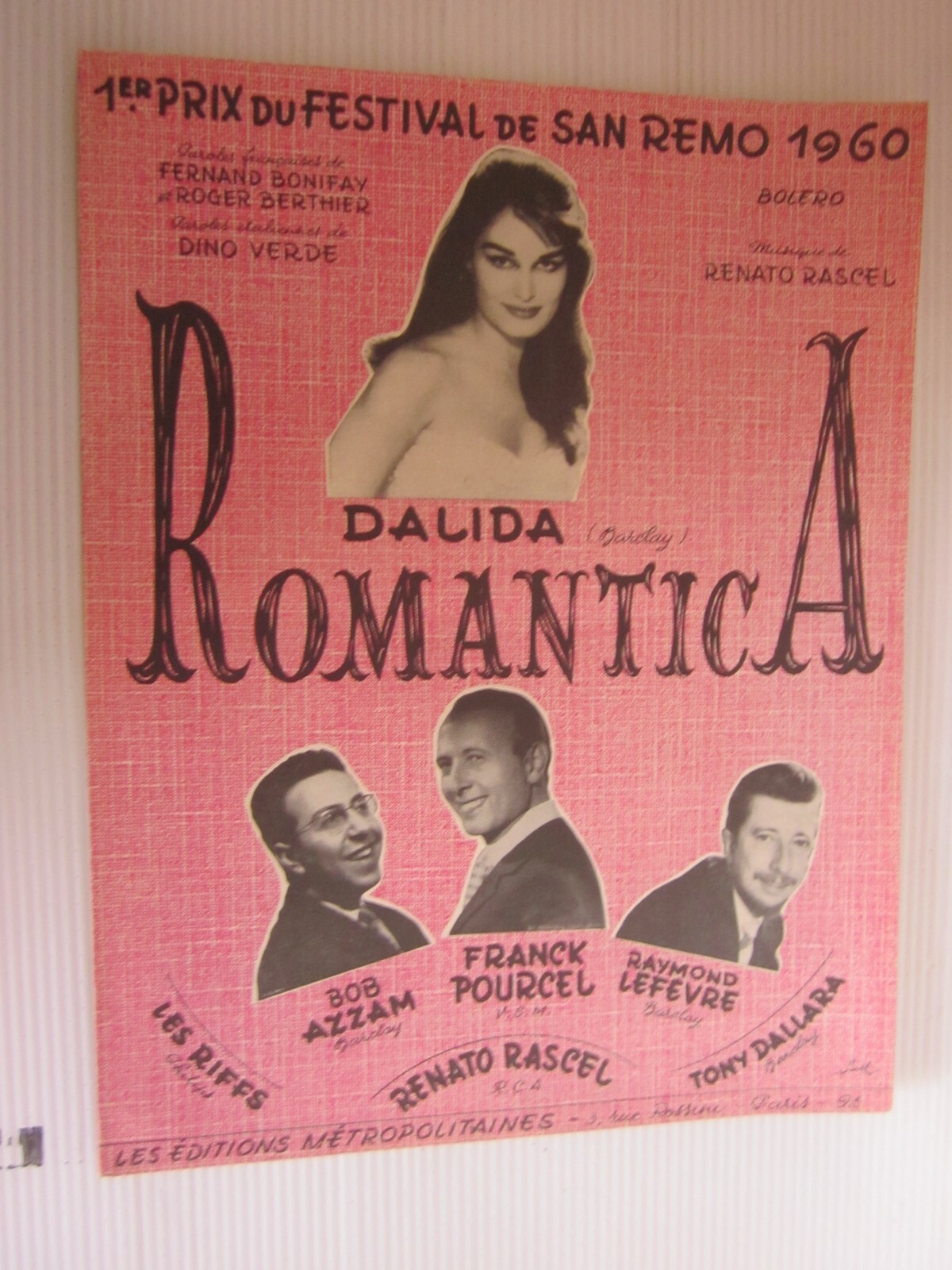 Partition Originale Dalida - Oh! La La - Année 1956 - État Complet