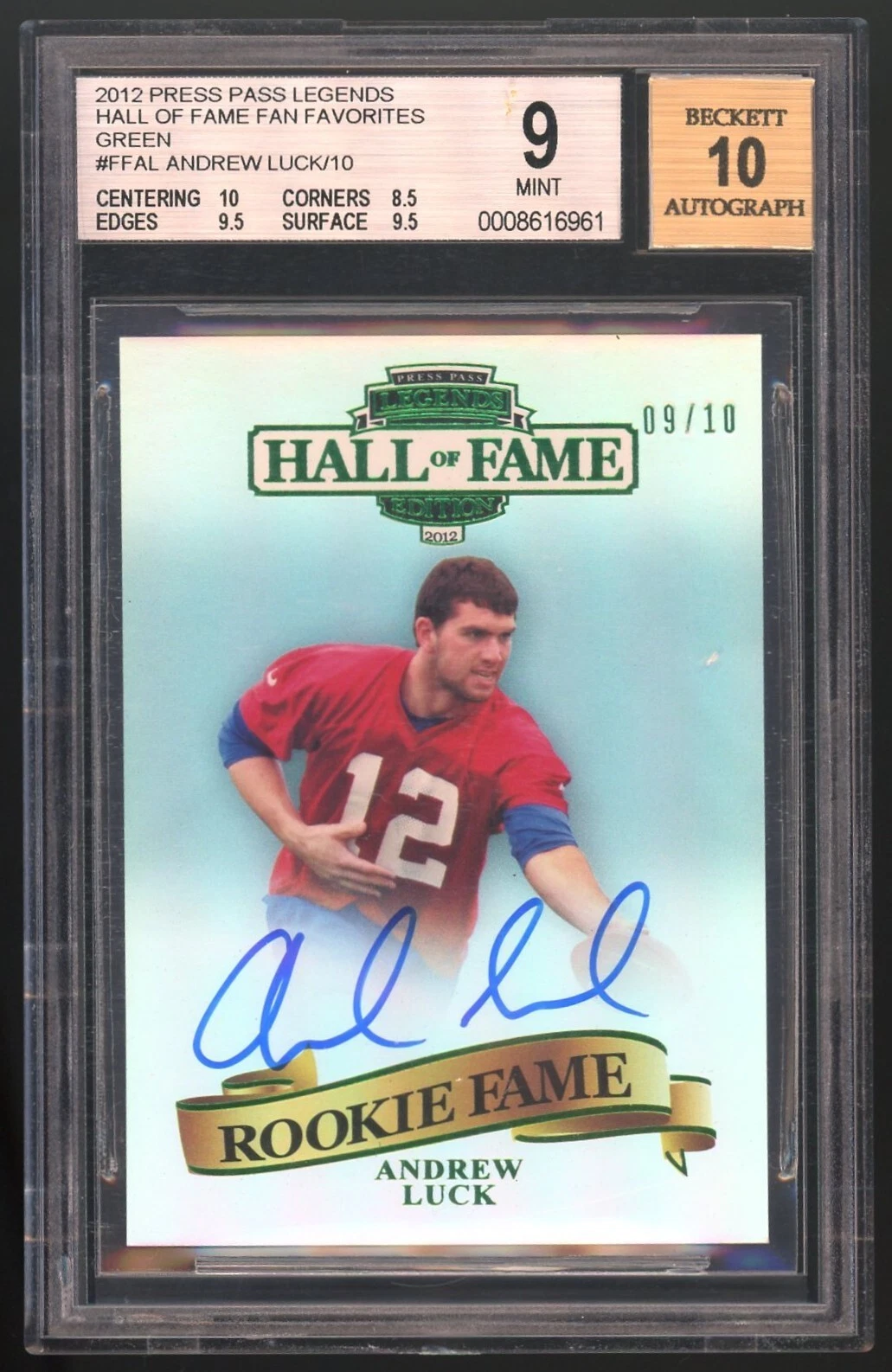Andrew Luck Press Pass Legends Hall of Fame Fan Favorites #FFAL Green-Autograph