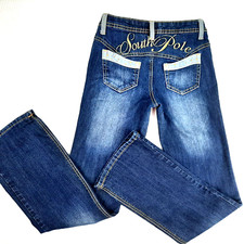 Y2K South Pole Girl's Jeans Size 14 Bootcut Embroidered Spell Out Logo Stretch
