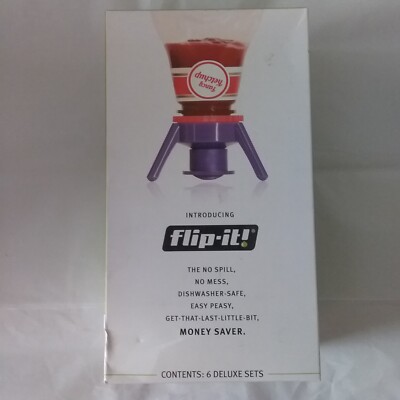 Flip-It NIB Deluxe 6 Sets Bottle Emptying Kit Reusable Dispenser Cap System New!