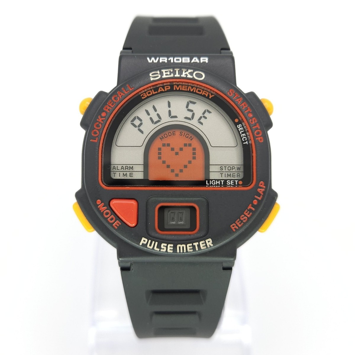 SEIKO PULSEMETER オリーブ SEIKO PULSE METER Watch Vintage Rare 1989 🇯🇵 . ( S240-400A