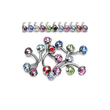 Y#33 - 11pc 16g Multi-gem Eyebrow rings wholesale lot 316L Surgical Steel