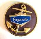 Vtg 1950s Burgermeister Beer Sign 3D Anchor Rope Faux Wood AP Cincinnati Labels