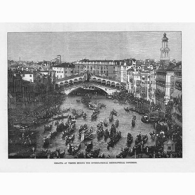 Venedig Regatta während des Internationalen Geographischen Kongresses Antiker Druck 1881