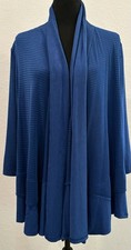 Chico's Travelers Ribbed Slinky Jacket Belladonna Blue Size 1 Medium NWT
