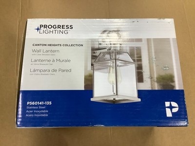 NEW Progress Lighting Canton Heights 12.75'' Stainless Outdoor Wall Lantern