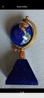 Blue Lapis Gemstone Desktop Globe with Quartz Clock 7" Tall — photo 2