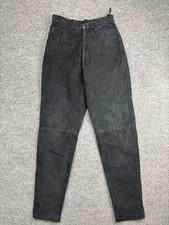 Vintage Dalmys Canadian Suede Leather Pants Women's 5 Black Lined High Waisted