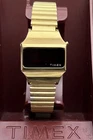 Vtg New 1978 TIMEX SSQ Women’s 28mm Red LED Digital Watch Gold Case Bracelet
