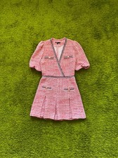 Maje oldmoney style tweed babydoll mini dress red size 36