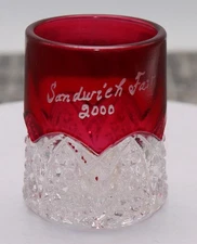 Fenton Sandwich Fair 2000 Toothpick Holder Red Stained
