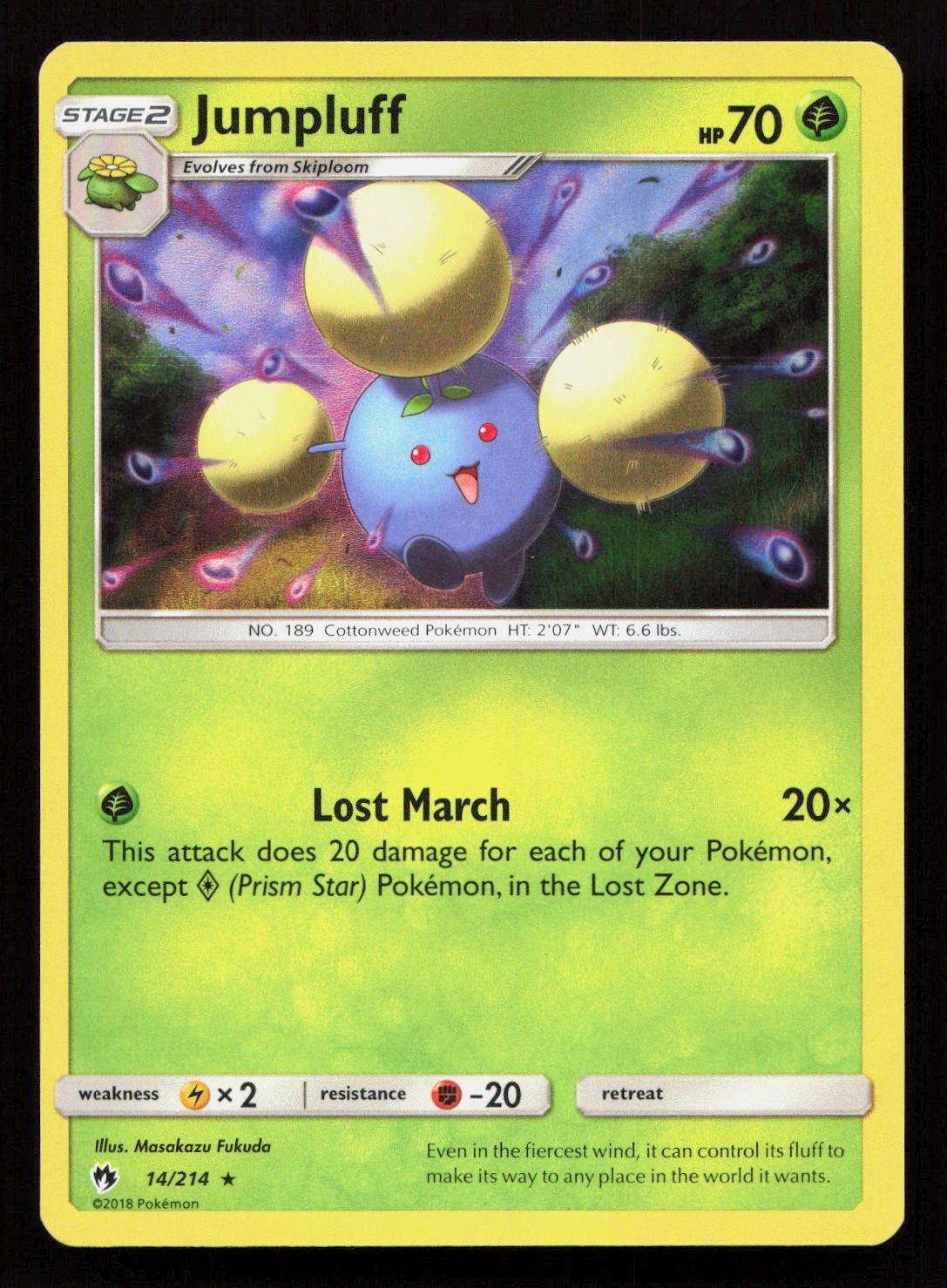 JUMPLUFF 14/214 Pokemon LOST THUNDER Holo