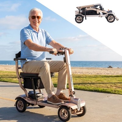 TopMate ES40 Faltbarer 4-Rad E-Scooter für Erwachsene, Abnehmbarer Akku 249.6Wh