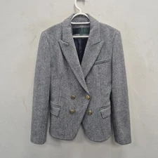 Holland Cooper Knightsbridge Herringbone Tweed Double Breast Blazer Jacket Uk 12