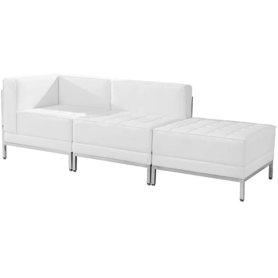 Flash Furniture 3 Piece Leather Reception Sofa Set in White - Image 2 of 2